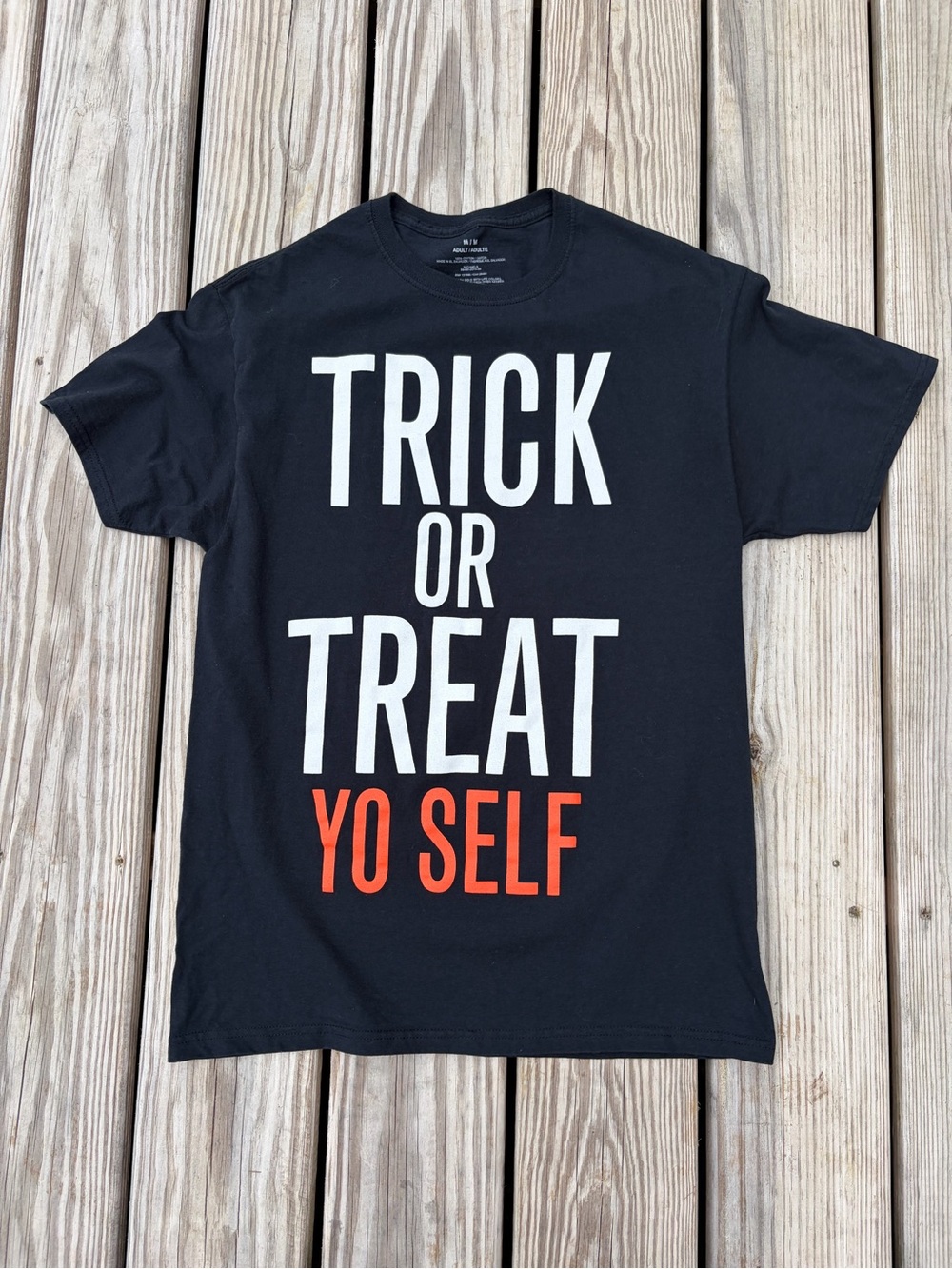 Unisex Halloween T-Shirt Adult Funny Costume Trick Or Treat Yo Self Size Medium